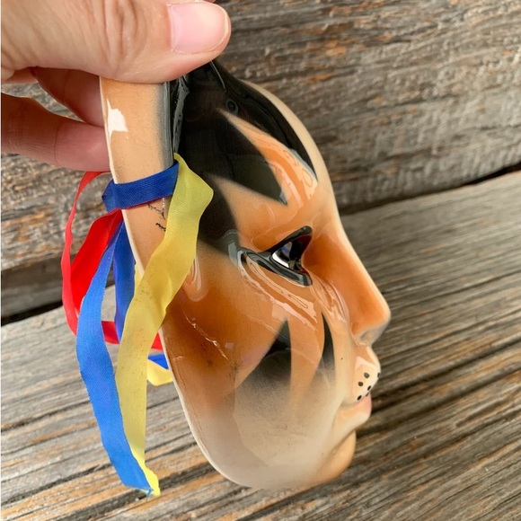 Vintage Yung Kee Cat Face mask Tiger wall hanging Decor Clowncore ceramic Vtg 🖤 - Picture 8 of 11